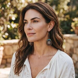 Eye Candy Los Angeles Luxe Teardrop Earrings Turquoise Crystal Filigree